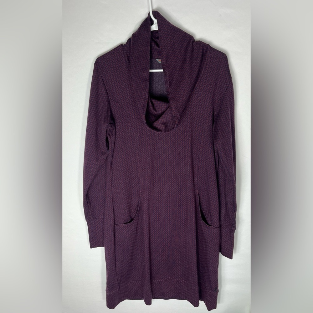 Merrell womens M French terry dress cowl neck long sleeve pockets BlackBerry LG